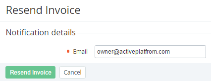Resending an Invoice — ActivePlatform. Operator Control Panel