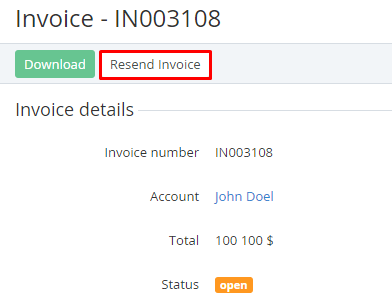 Resending an Invoice — ActivePlatform. Operator Control Panel